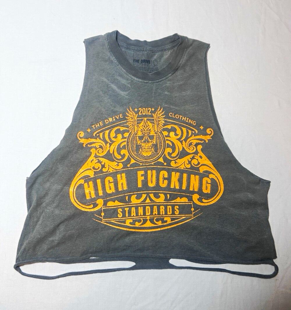 The Drive Clothing Women’s Gray Graphic Skull Crew Neck Cropped Tank Top Size S